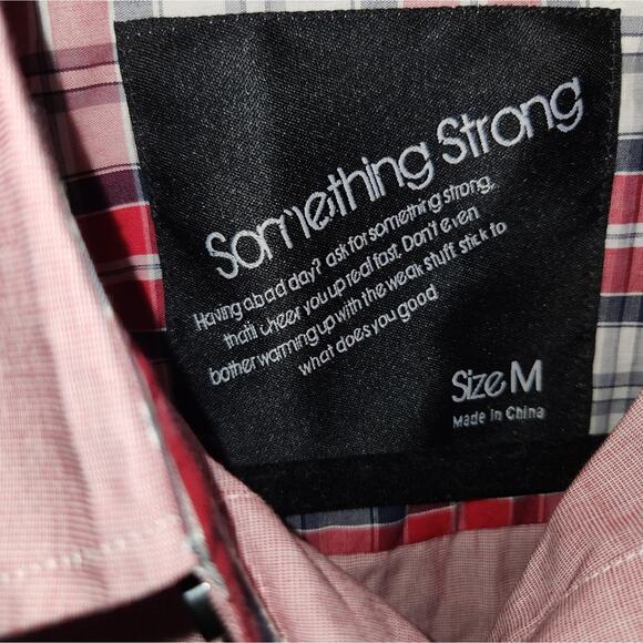 Something Strong Red Button-Up Long Sleeve Shirt Medium - Picture 3 of 9